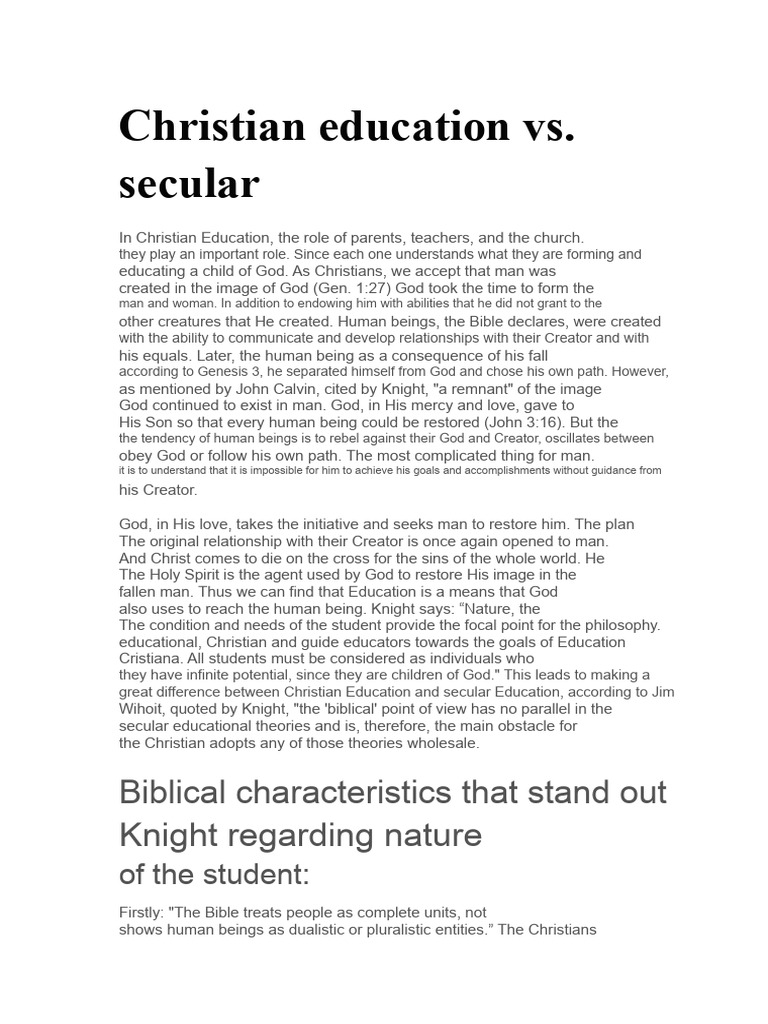 Christian vs. Secular Education Insights | PDF | God | Jesus