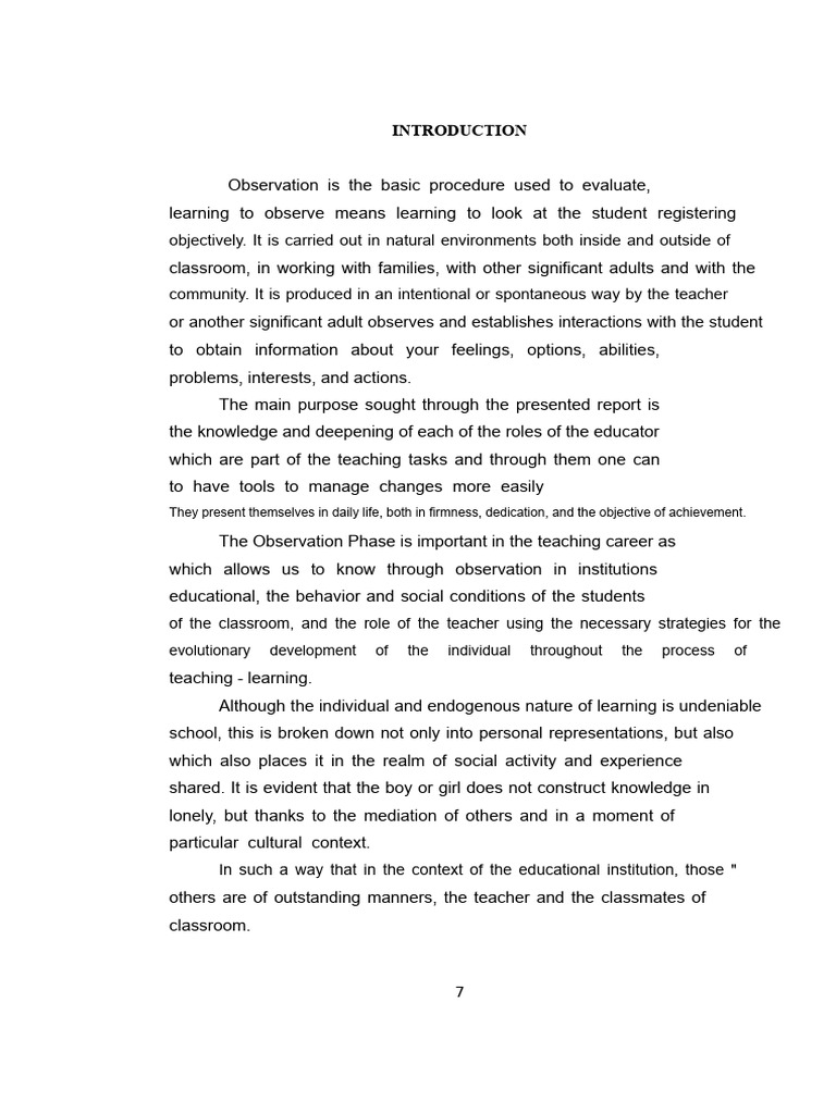 Observation and Role of Educators | PDF | Teachers | Learning
