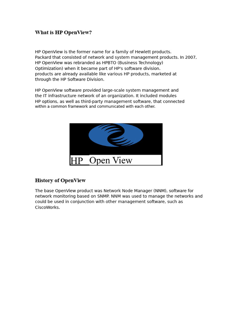 Overview of HP OpenView Software | PDF | Computer Network | Computing