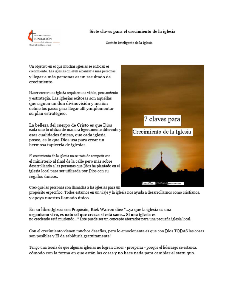 Siete Claves para El Crecimiento de La Iglesia | PDF | Iglesia ...
