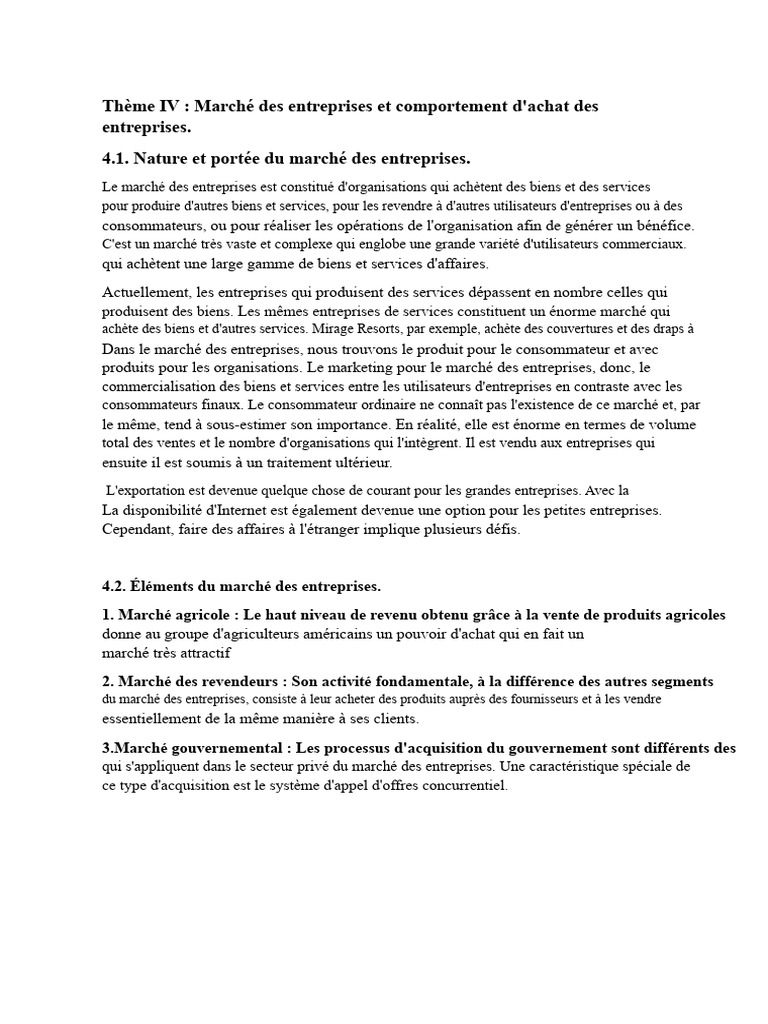 Marché des entreprises et comportement d'achat | PDF | Consommateurs ...