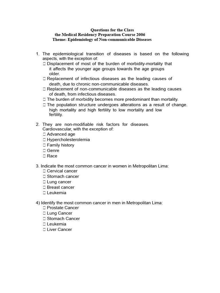 Epidemiology of Non-communicable Diseases | PDF | Cancer | Mental Disorder