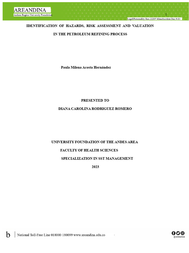 Hazard Identification in Oil Refining | PDF | Risk | Occupational ...