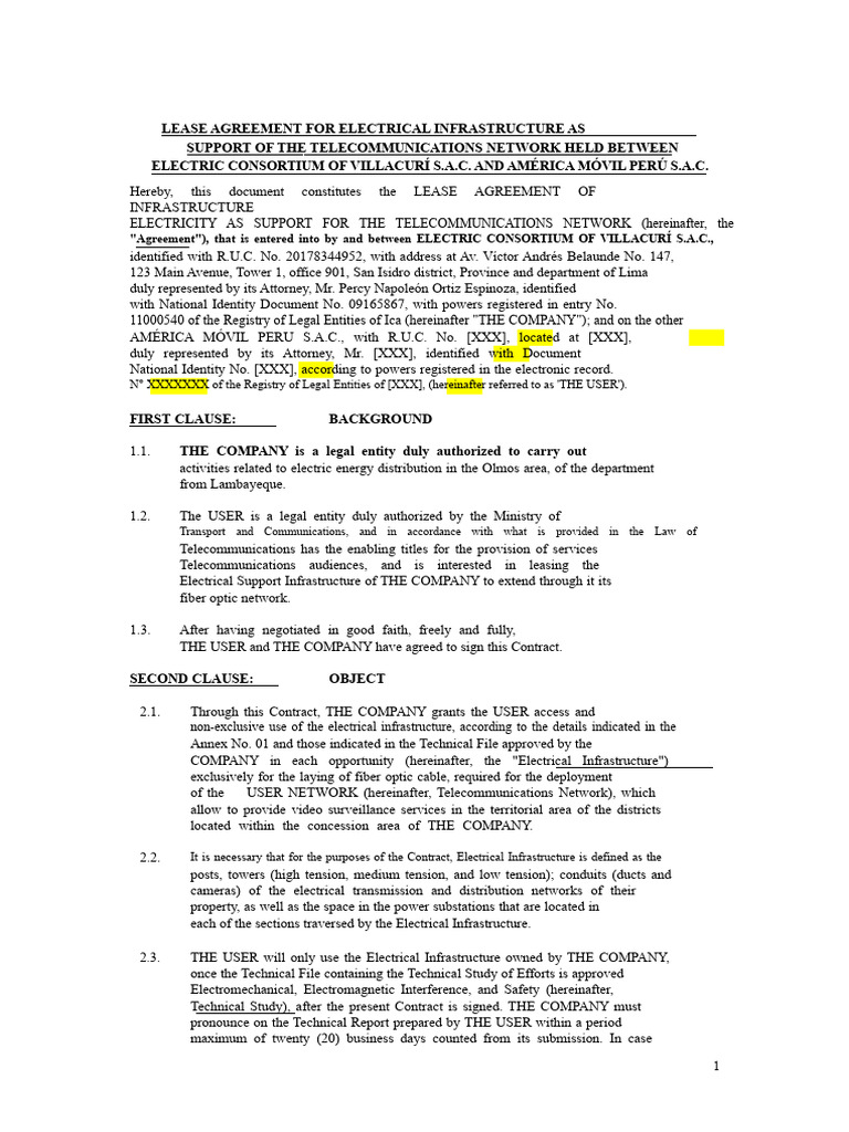 04.03.22 Lease Agreement For Fiber Optic Poles - AMERICA MOVIL PERU ...