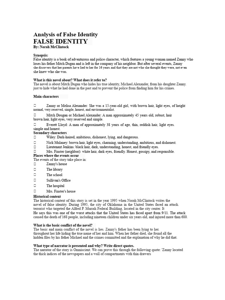 False Identity: A Mystery Unveiled | PDF
