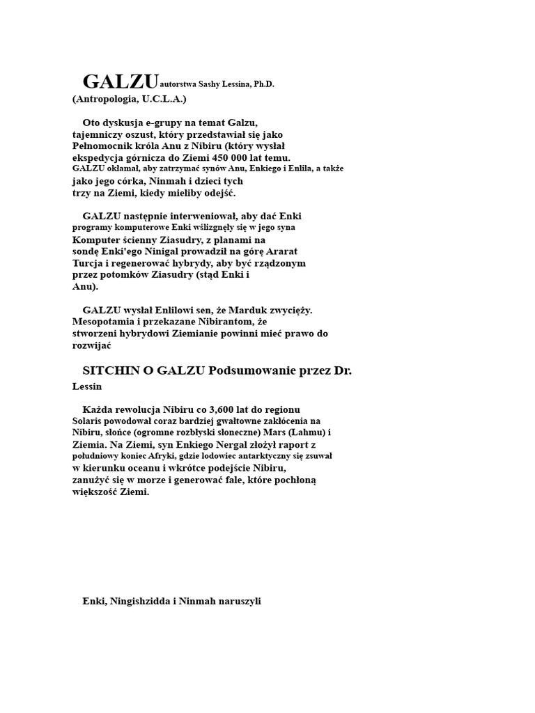 GALZU J (Elohim Fizyczny I Prorok Snów) | PDF