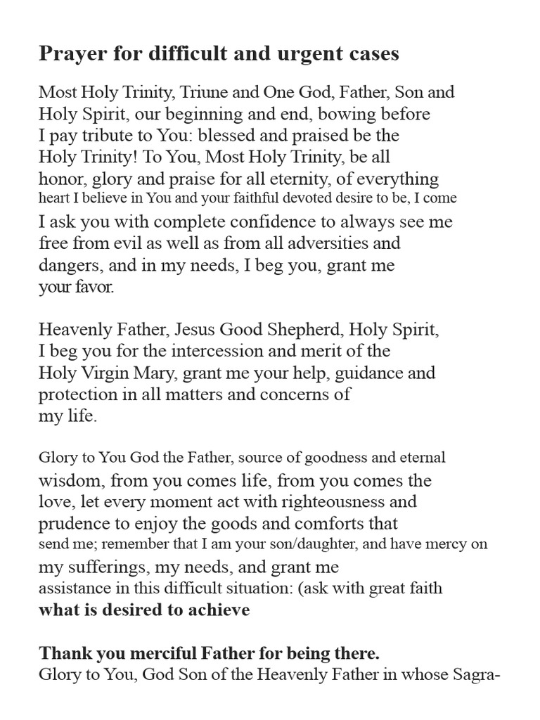 Prayer For Difficult Cases | PDF | Trinity | God The Father