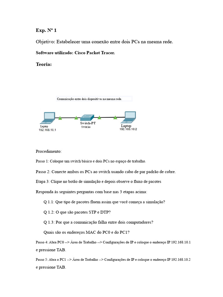 Práticas Do Packet Tracer | PDF | Endereço de IP | Roteador (informática)
