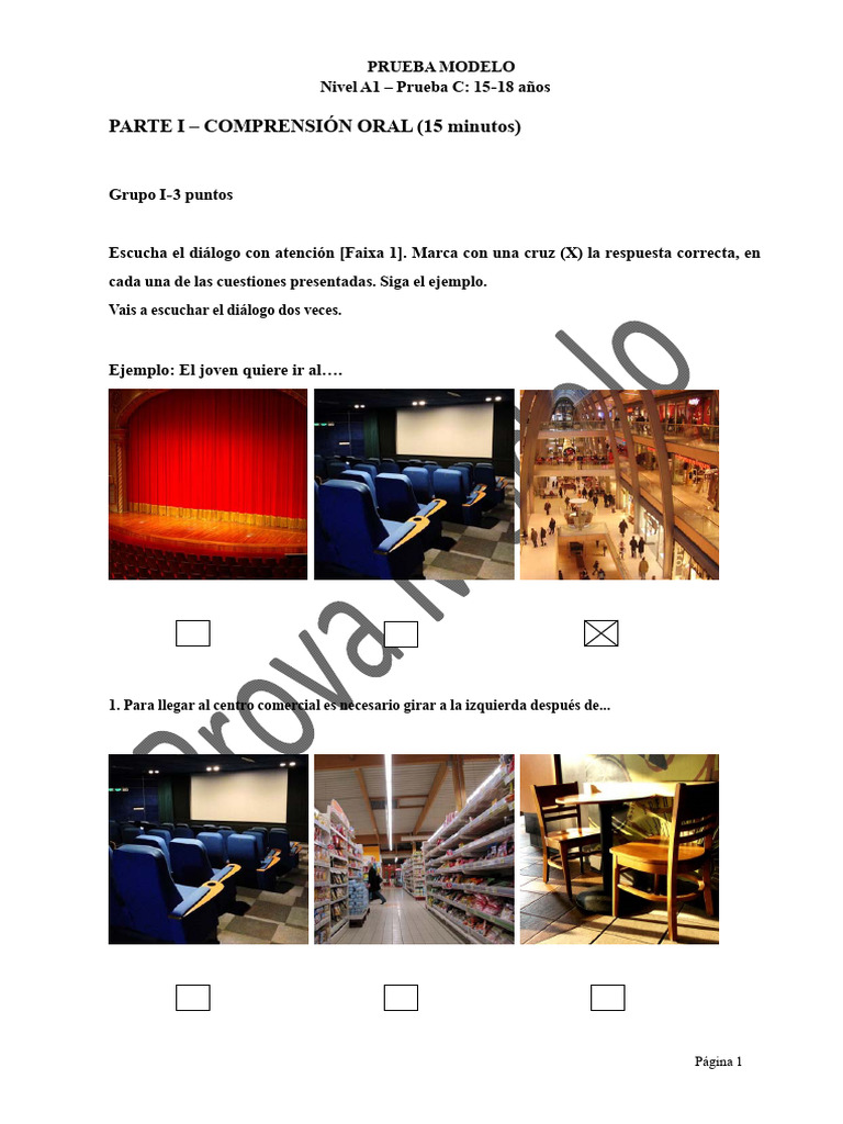 Nivel A1 - Prueba C - PRUEBA MODELO FINAL PDF | PDF | Galleta