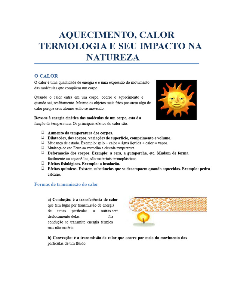 Calor e Temperatura: Conceitos e Efeitos | PDF | Calor | Temperatura