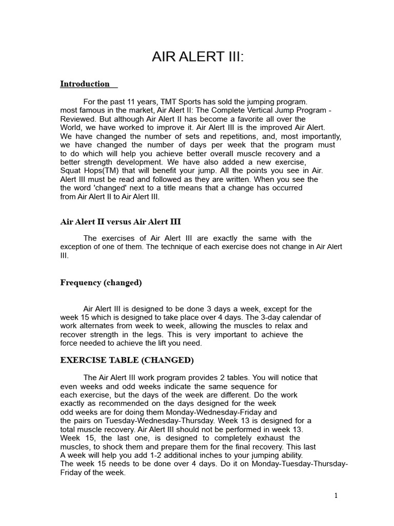 Air Alert III: Enhanced Jump Program | PDF | Physical Exercise ...