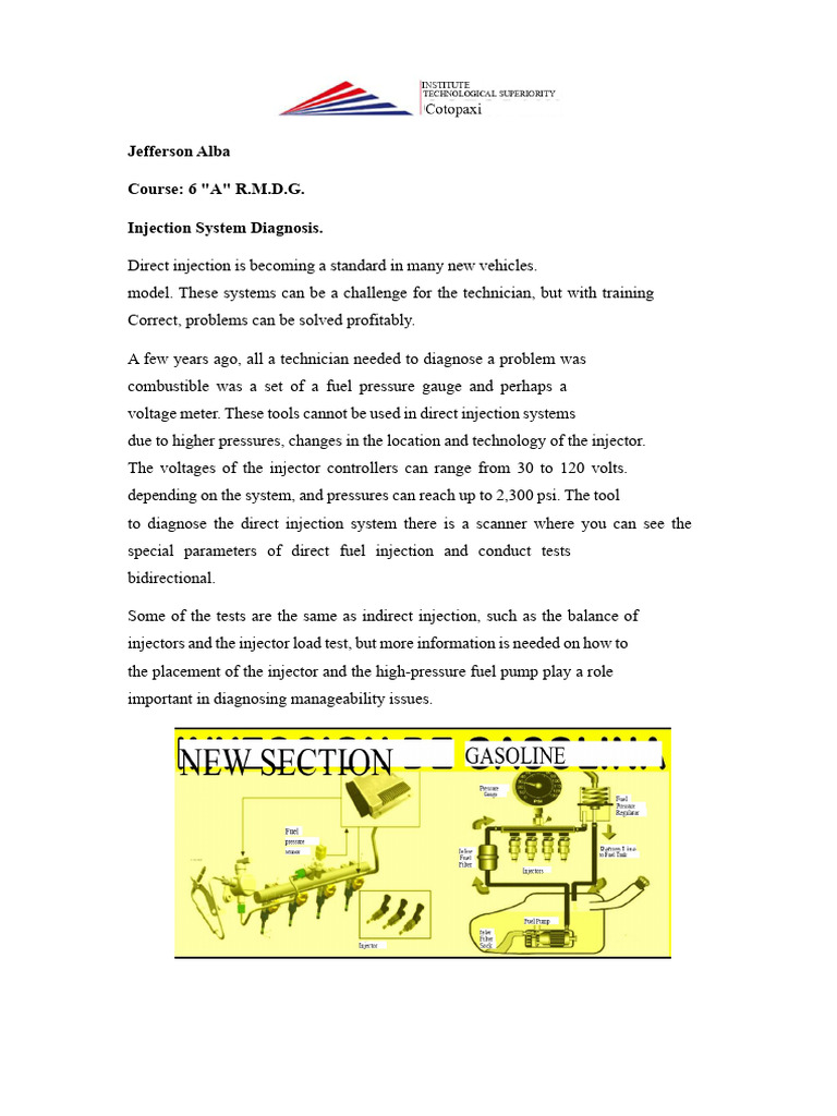 Direct Injection System Diagnosis Guide | PDF | Fuel Injection | Pump