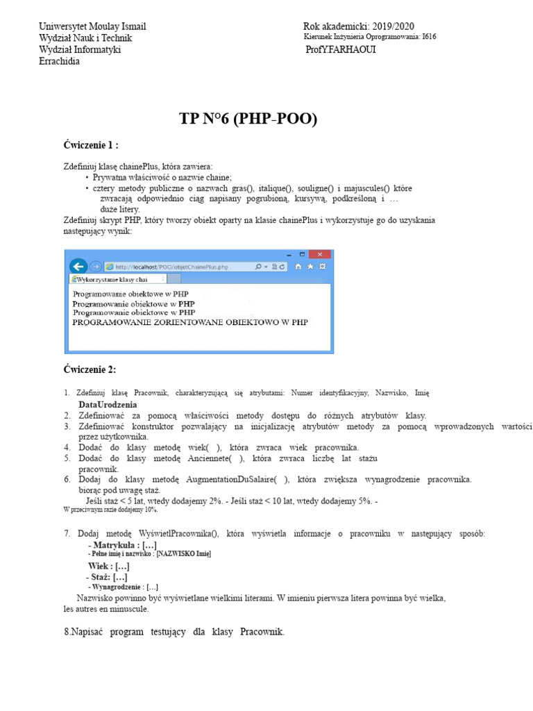 TP N°6 (Php-Poo) : Ćwiczenie 1 | PDF