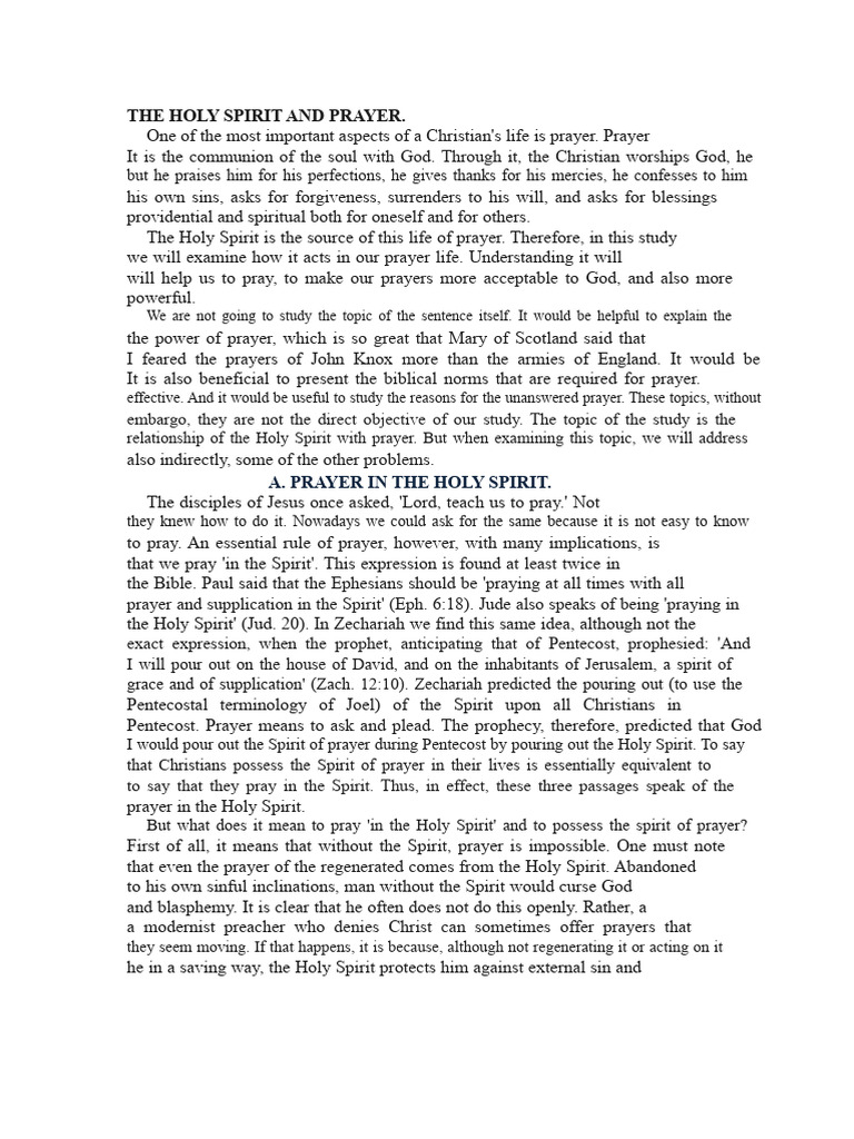 Understanding the Holy Spirit in Prayer | PDF | God The Father | Prayer