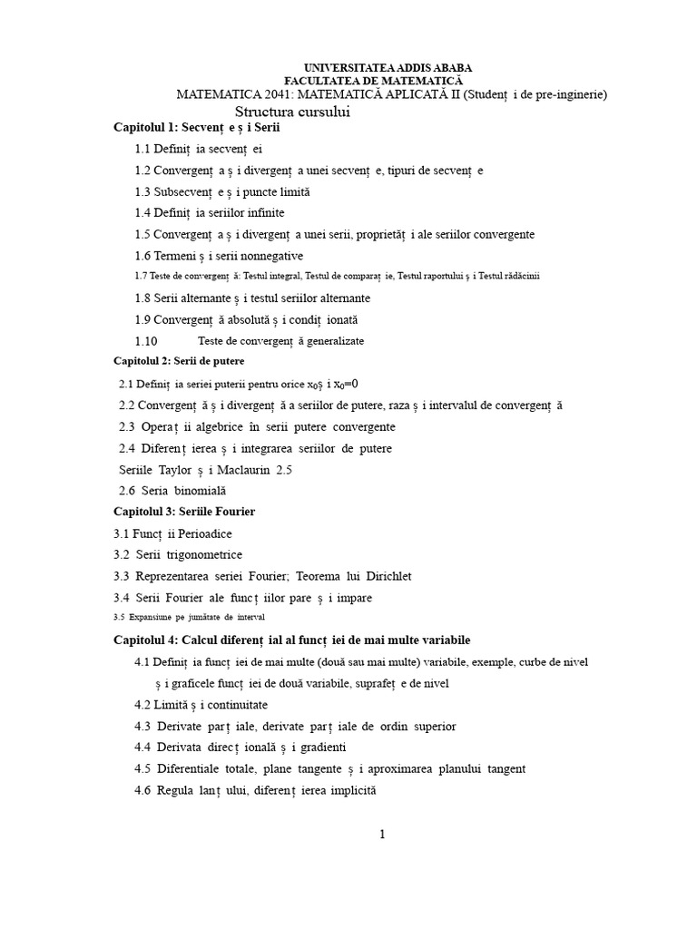 Matematica-2041-Plan de Curs | PDF