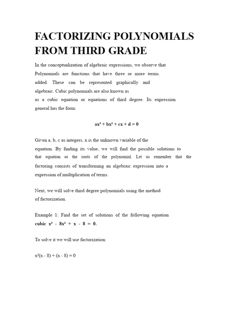 Factoring Third Degree Polynomials | PDF | Factorization | Polynomial