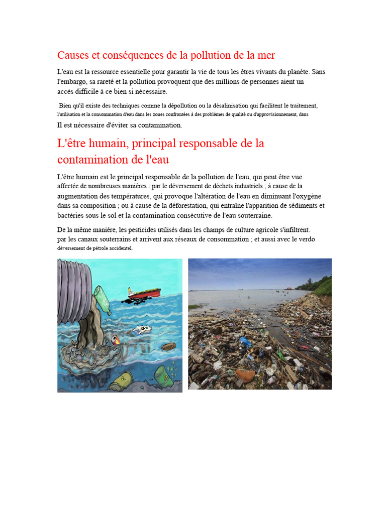 Pollution marine : causes et conséquences | PDF | Pollution de l'eau | Eau