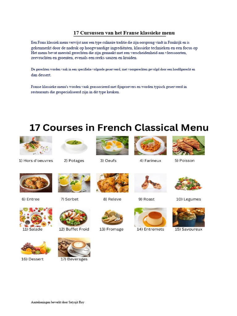 Frans Klassiek Menu en Bijgerechten | PDF
