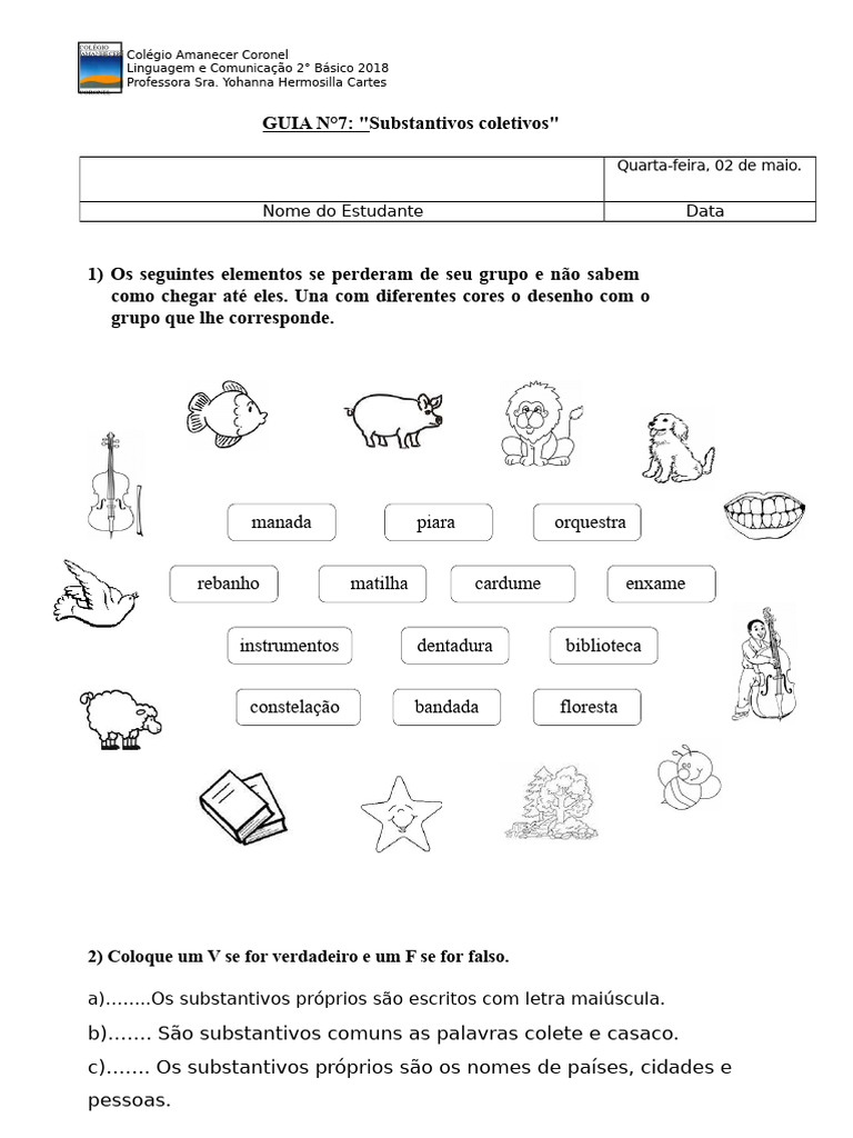 Guia N°7 Substantivos Coletivos | PDF | Cães | Rebanho
