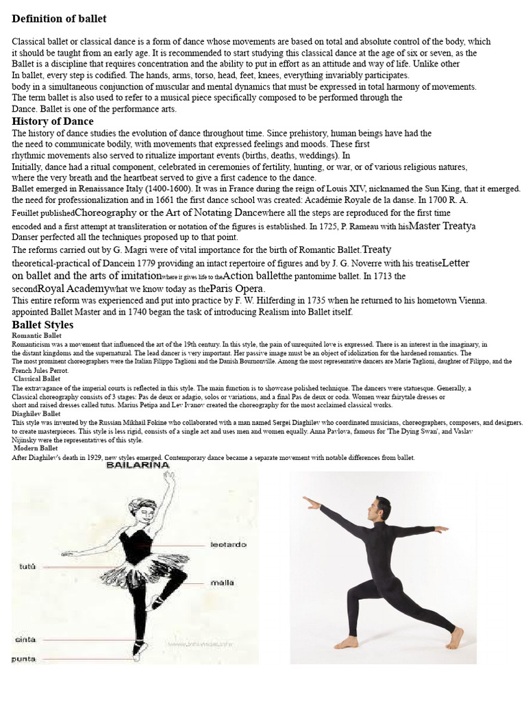 Definition and History of Ballet Dance | PDF | Ballet | Dances