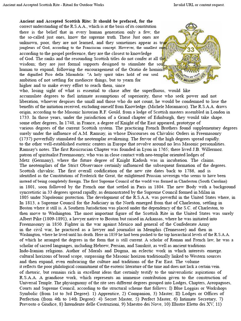 Scottish Rite Outdoor Ritual Overview | PDF | Freemasonry | Masonic Lodge