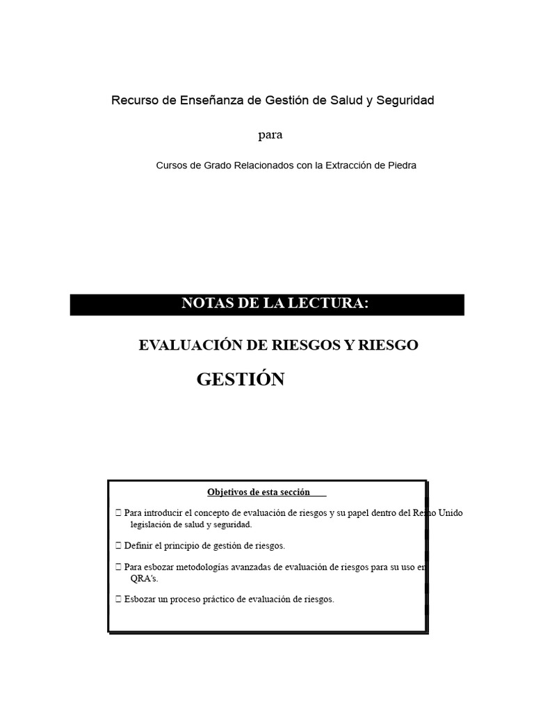 Gestión de Riesgos en Salud y Seguridad | PDF | Evaluación de riesgos ...