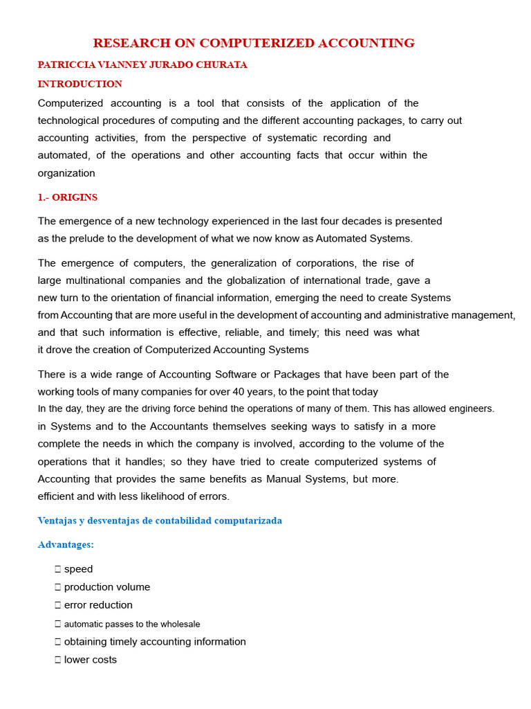 Computerized Accounting Systems Overview | PDF | Computer Programming ...