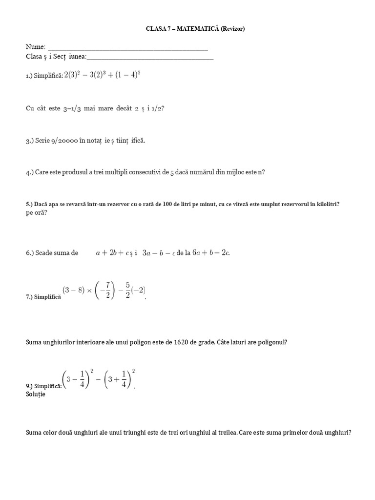 Recenzor (Test) MATH 7 | PDF