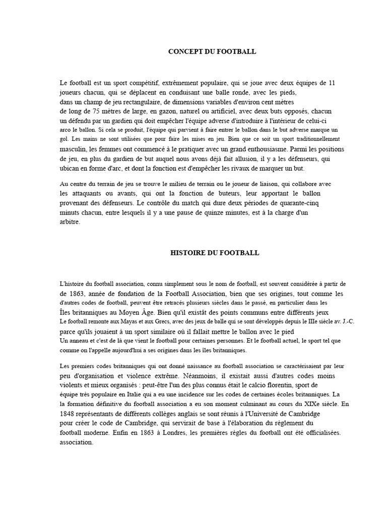 Introduction au football et ses techniques | PDF | Football | Défenseur ...