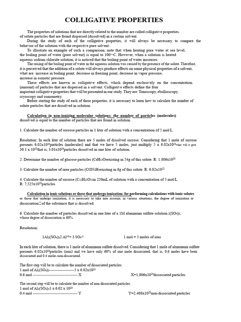 Understanding Colligative Properties | PDF | Osmosis | Liquids