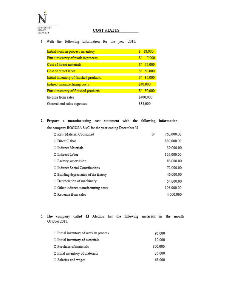 2011 Manufacturing Cost Analysis Report | PDF | Cost Of Goods Sold ...