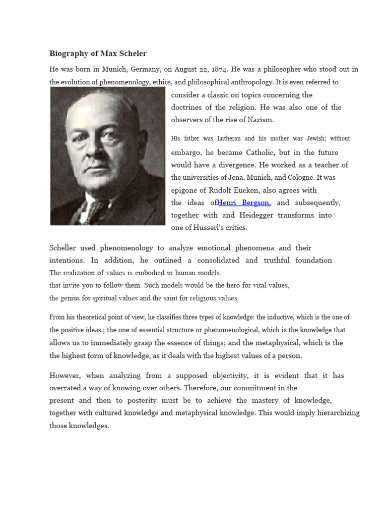 Max Scheler: A Philosophical Biography | PDF | Phenomenology ...