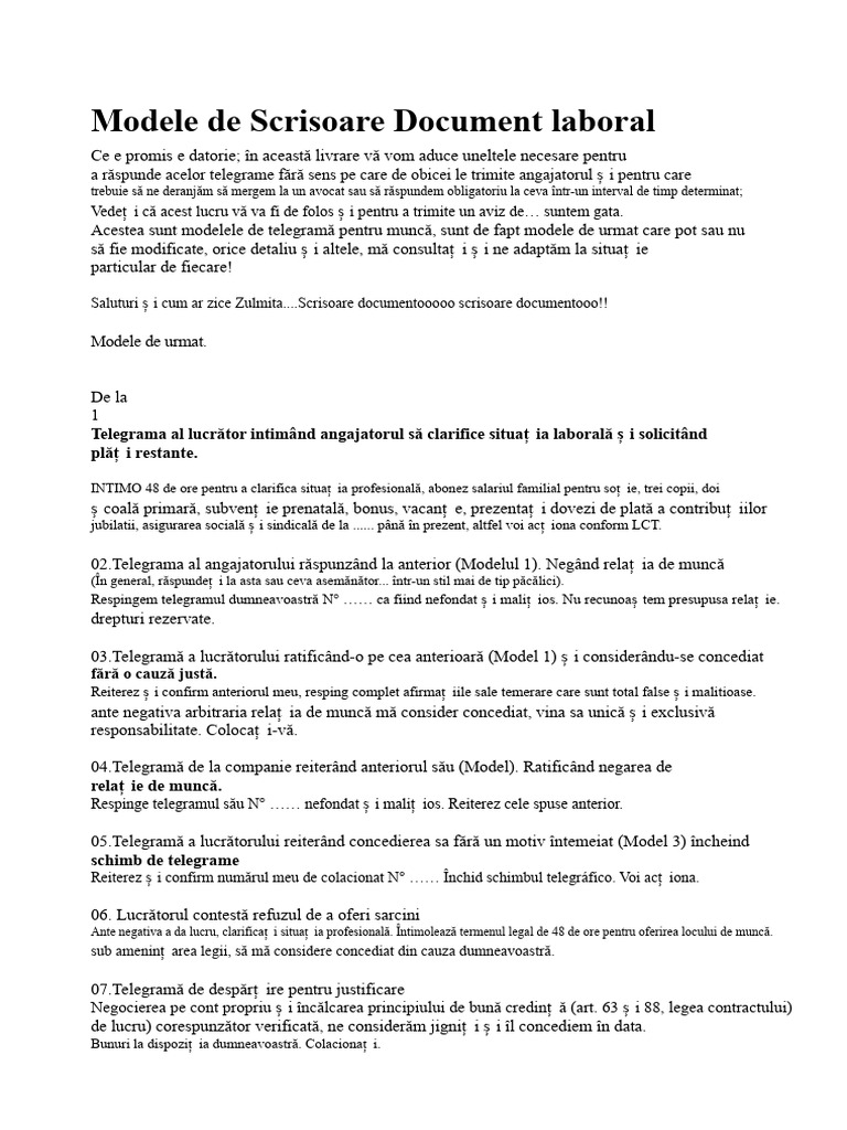 Modele de Scrisori Documente | PDF