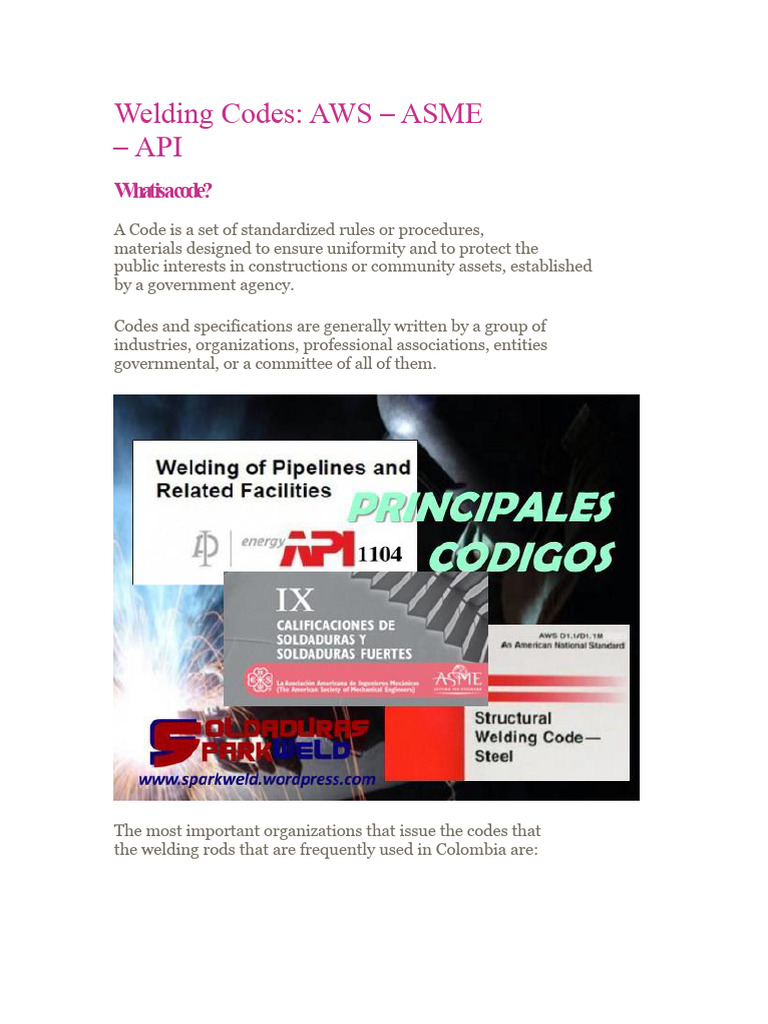 Welding Codes AWS ASME API | PDF | Welding | Construction