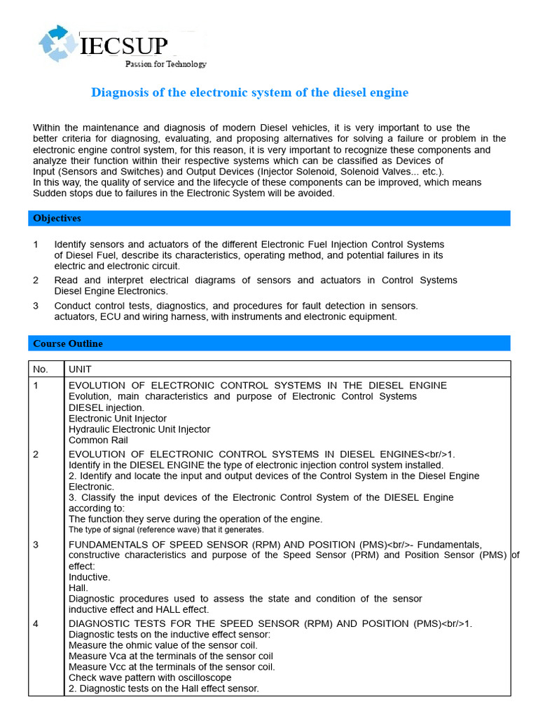 Diagnosis of The Diesel Engine Electronic System | PDF | Diesel Engine ...