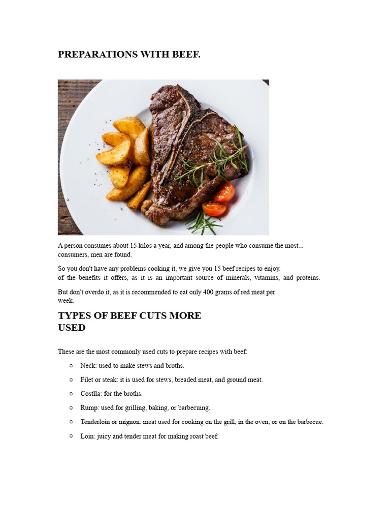 15 Delicious Beef Recipes and Tips | PDF | Beef | Steak