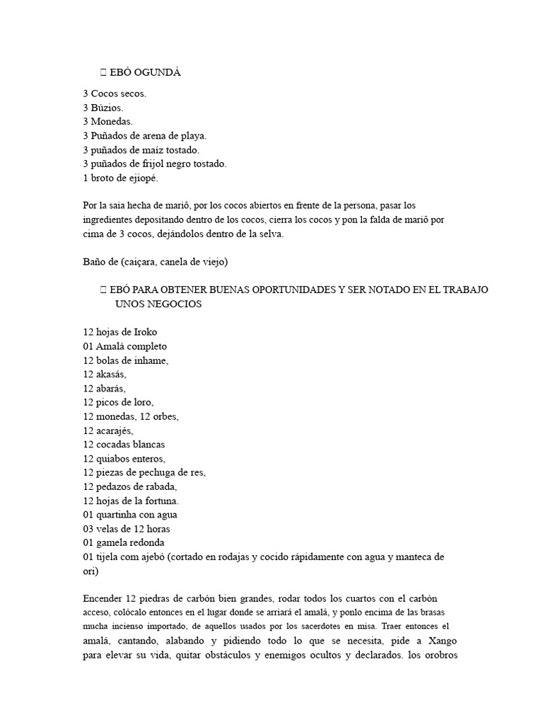 Ritual de Ebó para Oportunidades y Amor | PDF