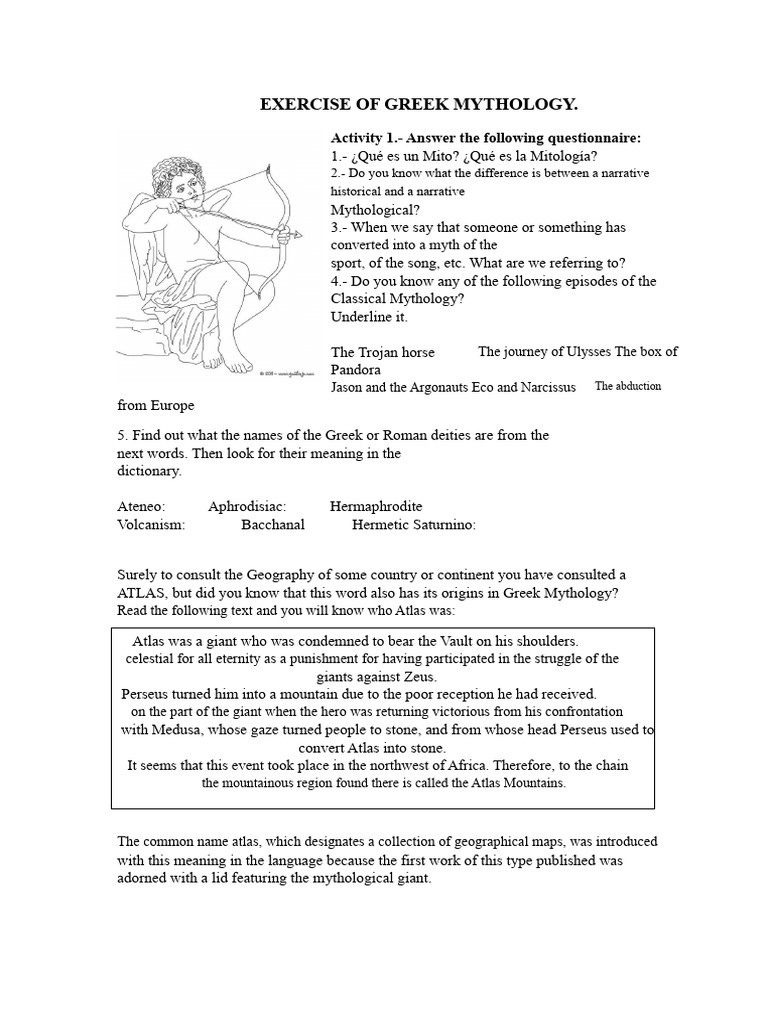 Exercise of Greek Mythology | PDF | Odyssey | Greek Mythology