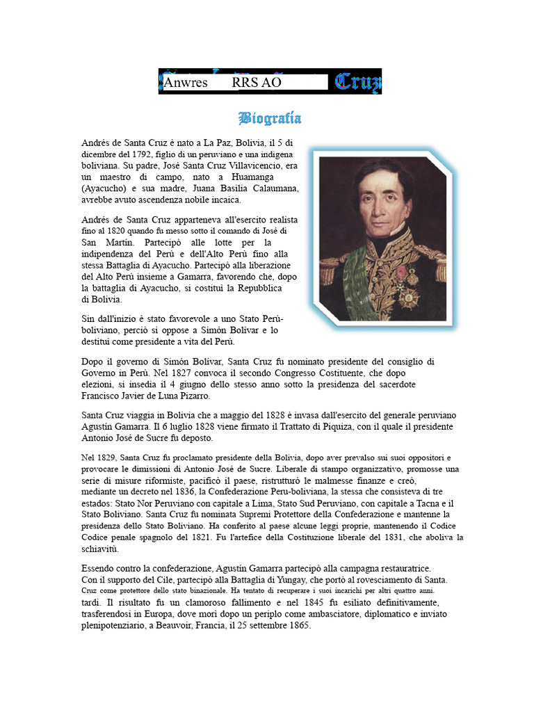 Andrés de Santa Cruz | PDF