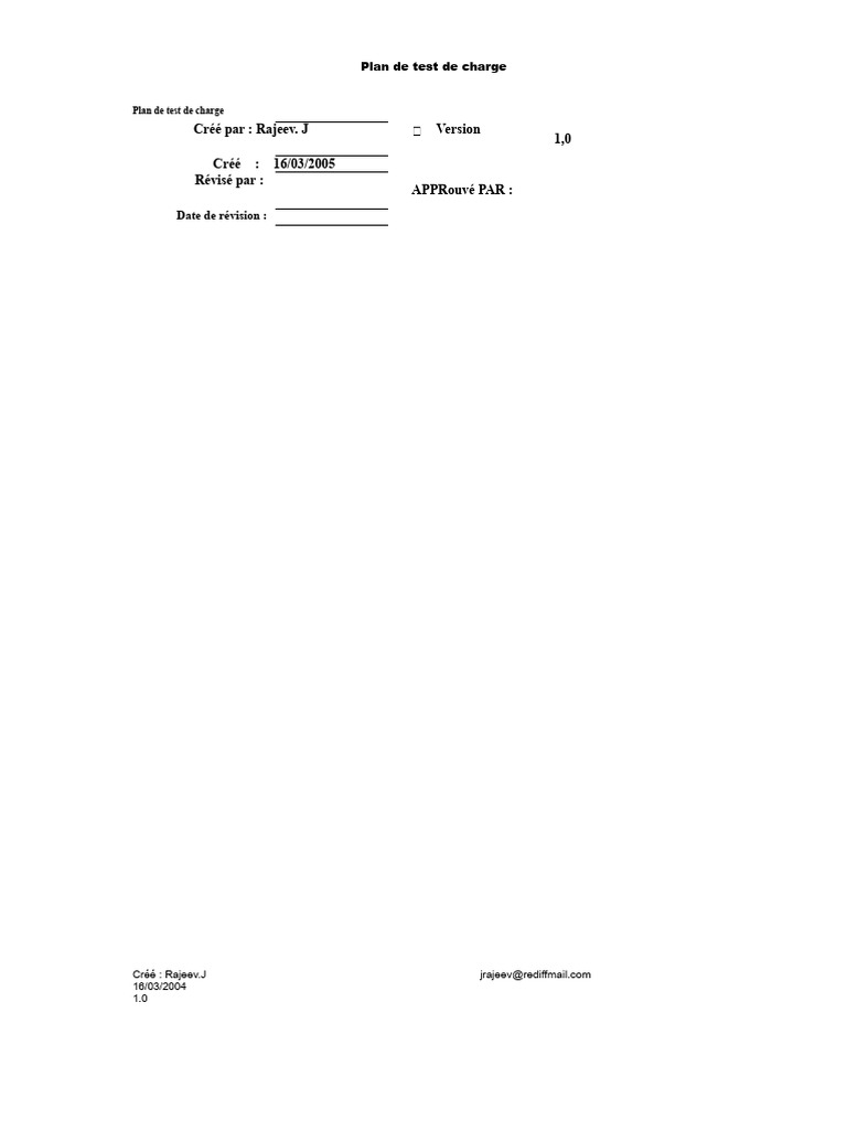 Plan de Test de Charge avec LoadRunner | PDF | Internet | Internet et Web
