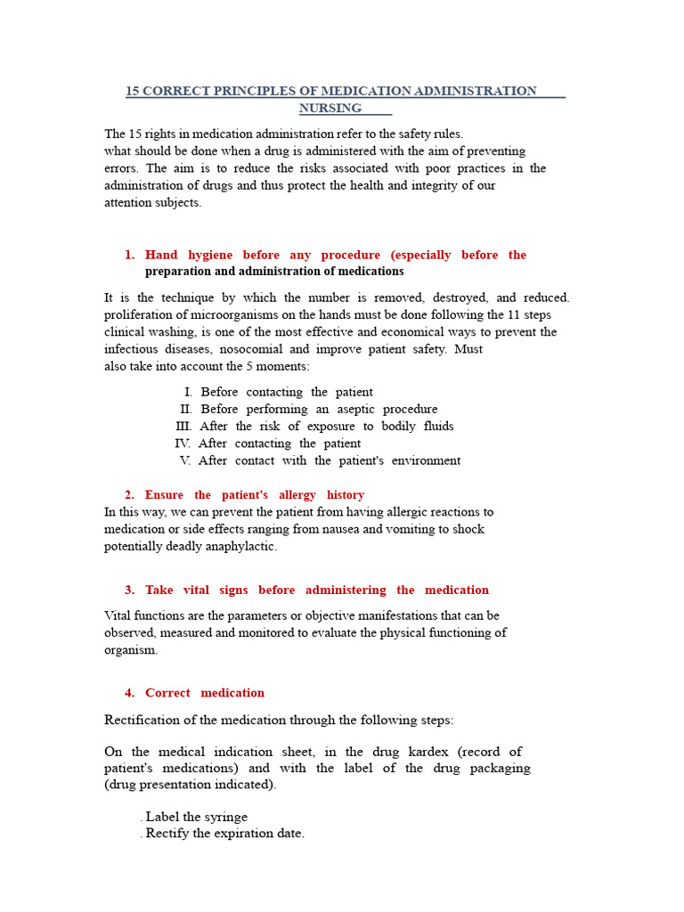 15 Principles of Safe Medication Administration | PDF | Disinfectant ...
