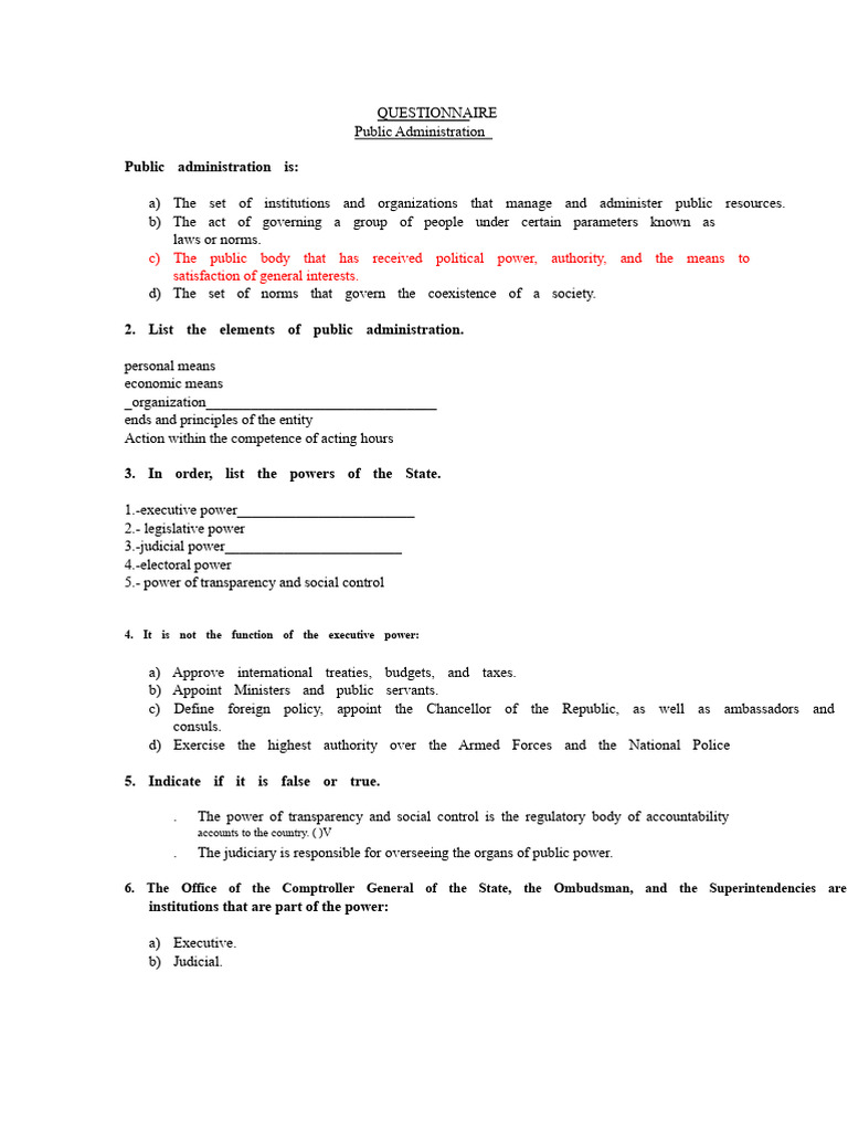 Public Administration Questionnaire Insights | PDF | Expense | Audit
