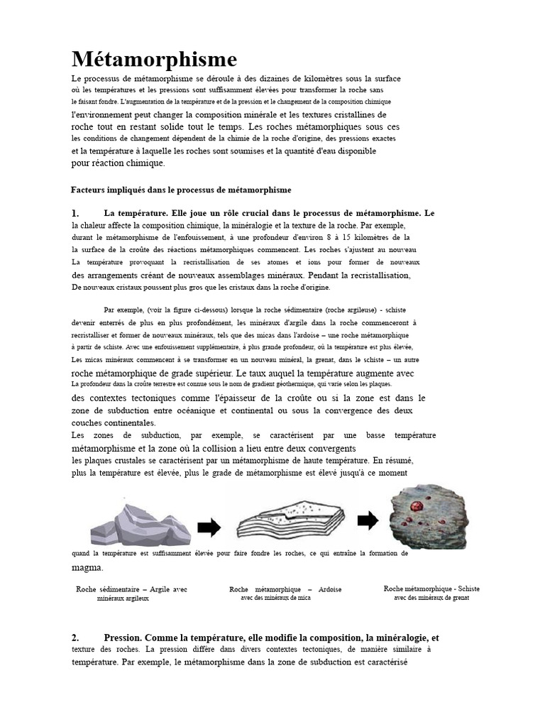 Comprendre le métamorphisme des roches | PDF | Roche sédimentaire ...