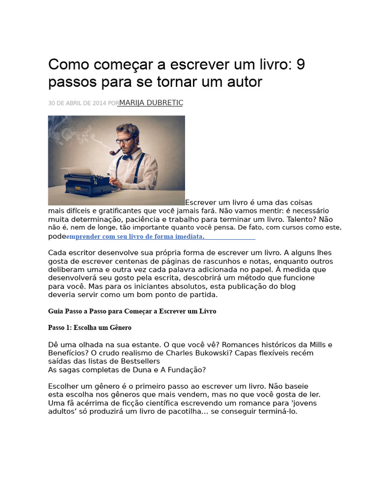 9 Passos para Escrever um Livro | PDF | Livros