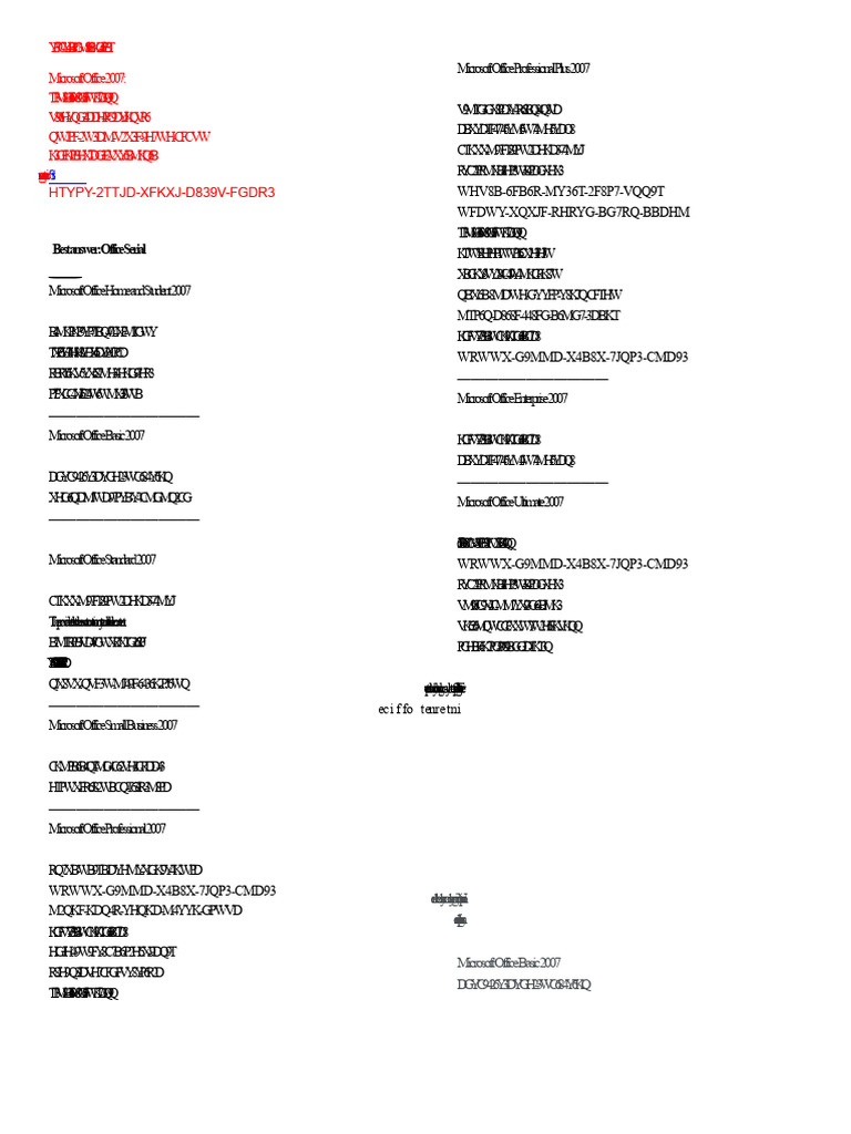 Microsoft Office 2007 Product Keys | PDF | Software | Windows Graphics ...