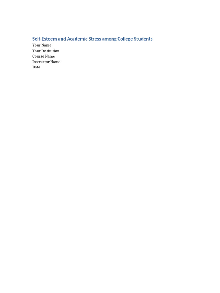 Self Esteem Academic Stress APA Format-1 | PDF | Self Esteem | Statistics