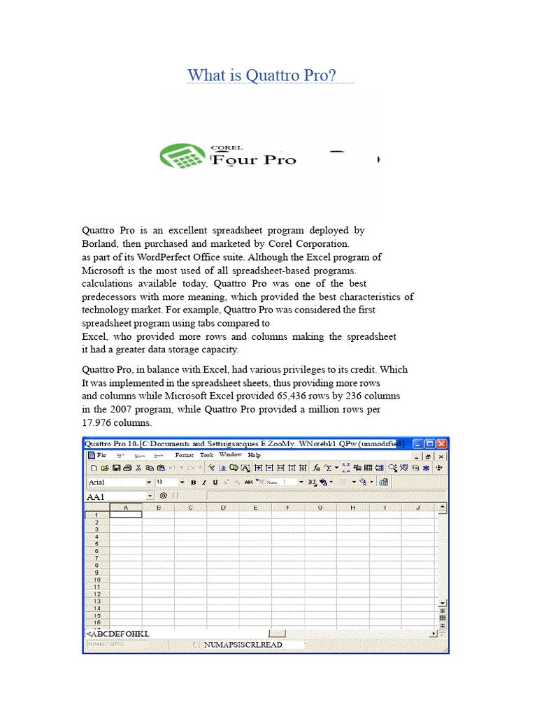 Overview of Quattro Pro Software | PDF | Microsoft Excel | Software