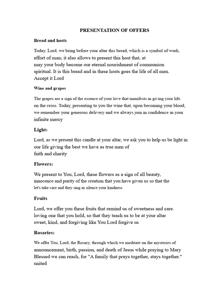 Presentation of Offerings | PDF