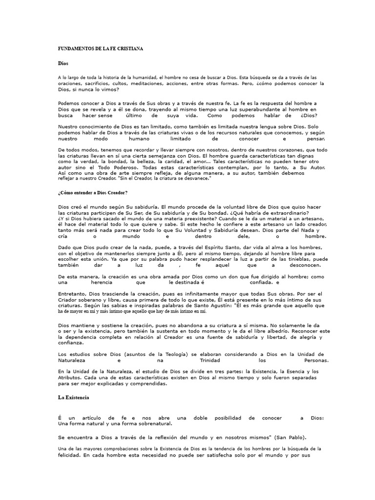 Fundamentos de la Fe Cristiana | PDF | Dios | Jesús