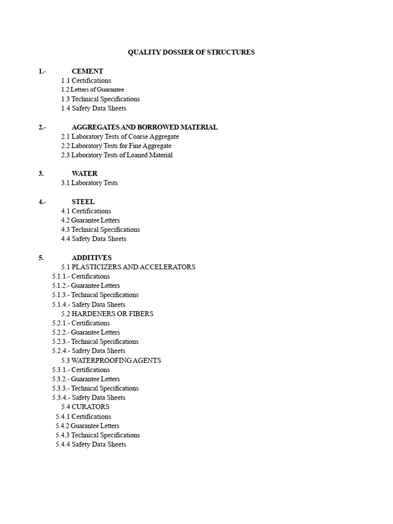Quality Structure File Index | PDF | Concrete | Specification ...